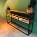 Sidetable Dressoir Jax Visgraat Industrieel Design | Mangohout en Staal | 140x30x78cm - Industrieelinhuis.nl