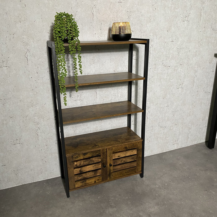 Schappenkast / Boekenkast Industrieel Design | Houtlook en Staal | 70x30x121,5cm - Industrieelinhuis.nl