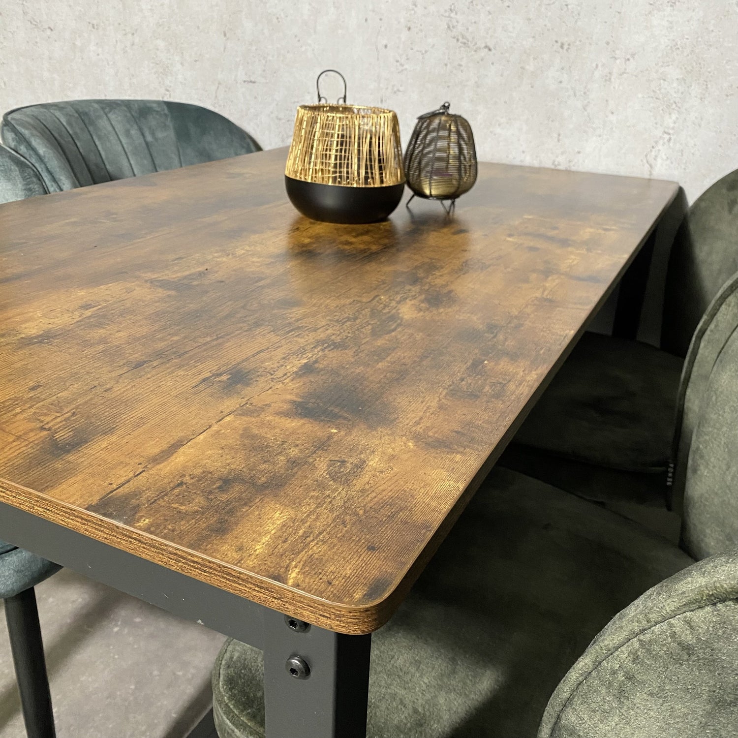 Eettafel Industrieel Design | Houtlook en staal | 120x75x75cm - Industrieelinhuis.nl