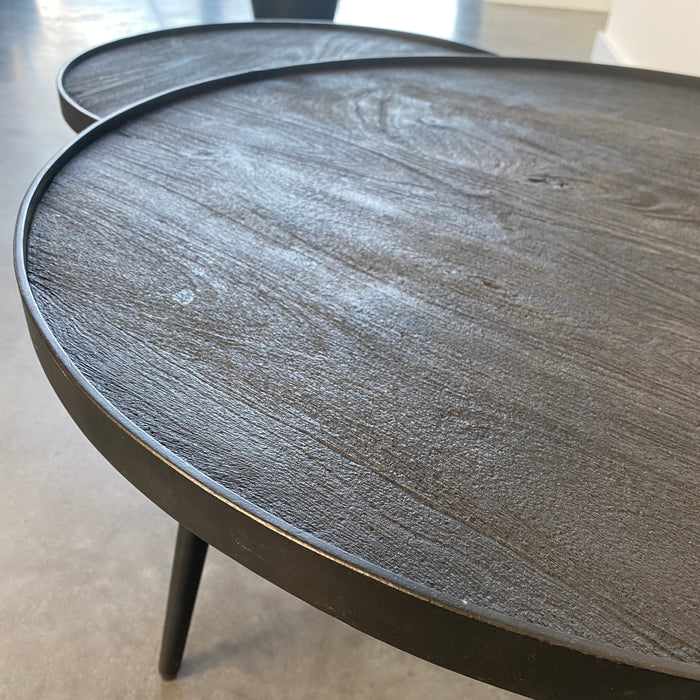 Salontafel set rond Industrieel Design | Mangohout Staal | 58-76cm - Industrieelinhuis.nl