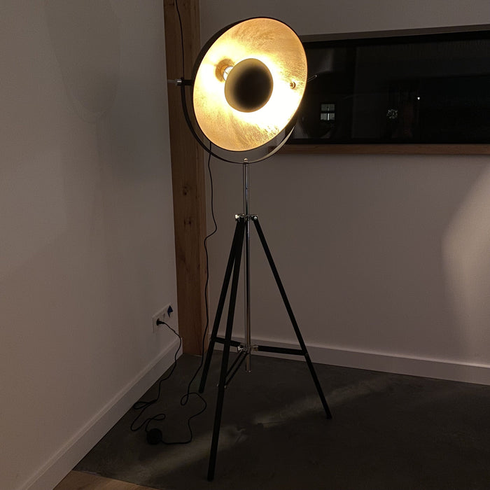 Vloerlamp / Driepoot - Studiolamp Industrieel Design | Zwart met Goud | 179cm - Industrieelinhuis.nl