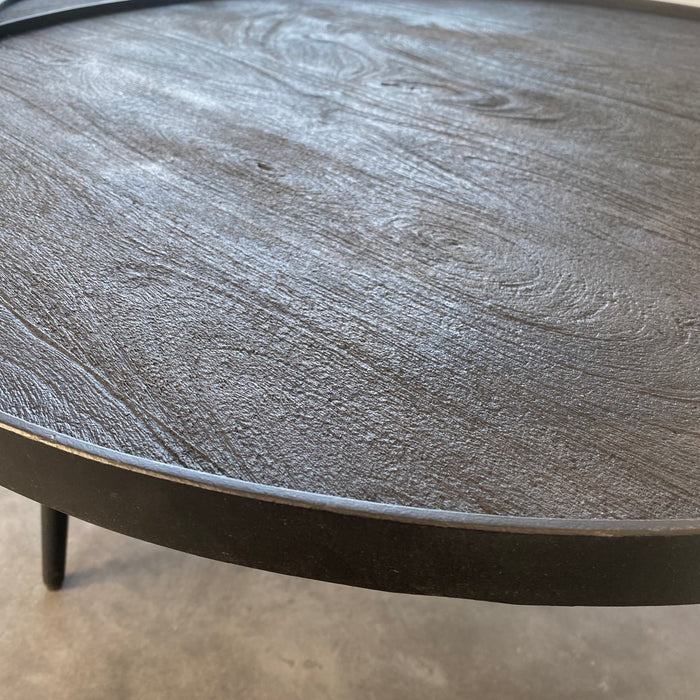Salontafel set rond Industrieel Design | Mangohout Staal | 58-76cm - Industrieelinhuis.nl