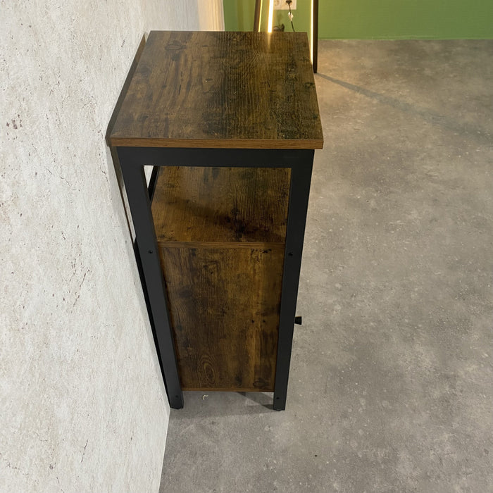 Smal staand kastje Industrieel Design | Houtlook en Staal | 37x30x81cm - Industrieelinhuis.nl