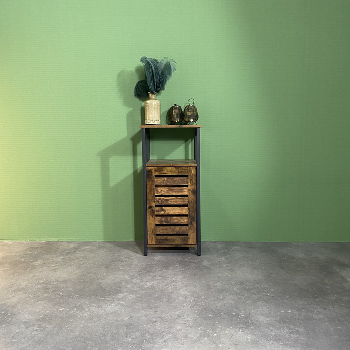 Smal staand kastje Industrieel Design | Houtlook en Staal | 37x30x81cm - Industrieelinhuis.nl
