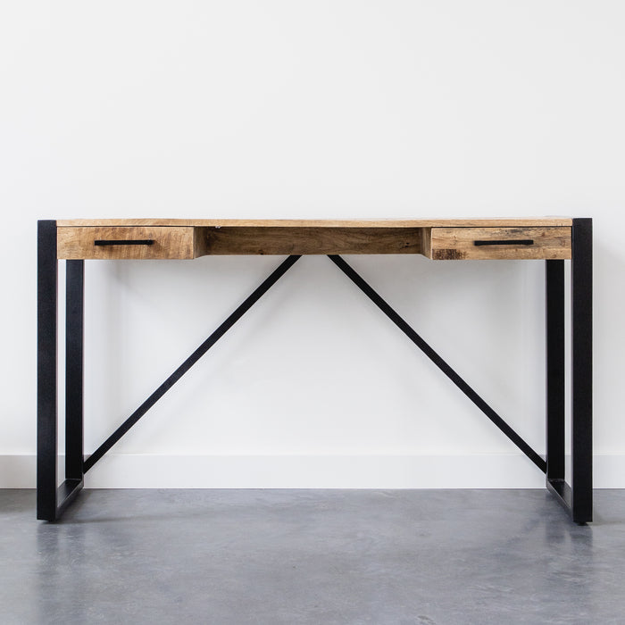 Bureau / werktafel Industrieel Design | Mangohout en Staal | 140x40x78cm - Industrieelinhuis.nl