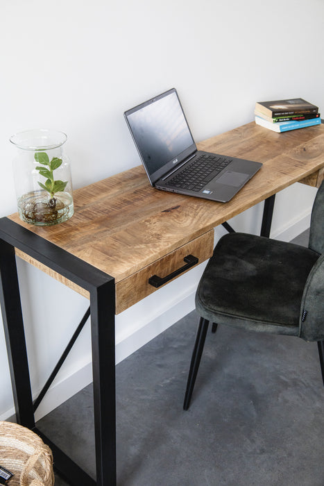 Bureau / werktafel Industrieel Design | Mangohout en Staal | 140x40x78cm - Industrieelinhuis.nl