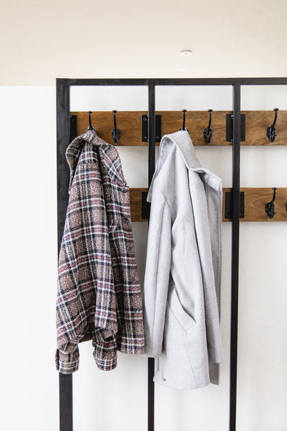 Garderoberek met Lade XL Industrieel Design | Mangohout en Staal | 100x40x190cm - Industrieelinhuis.nl