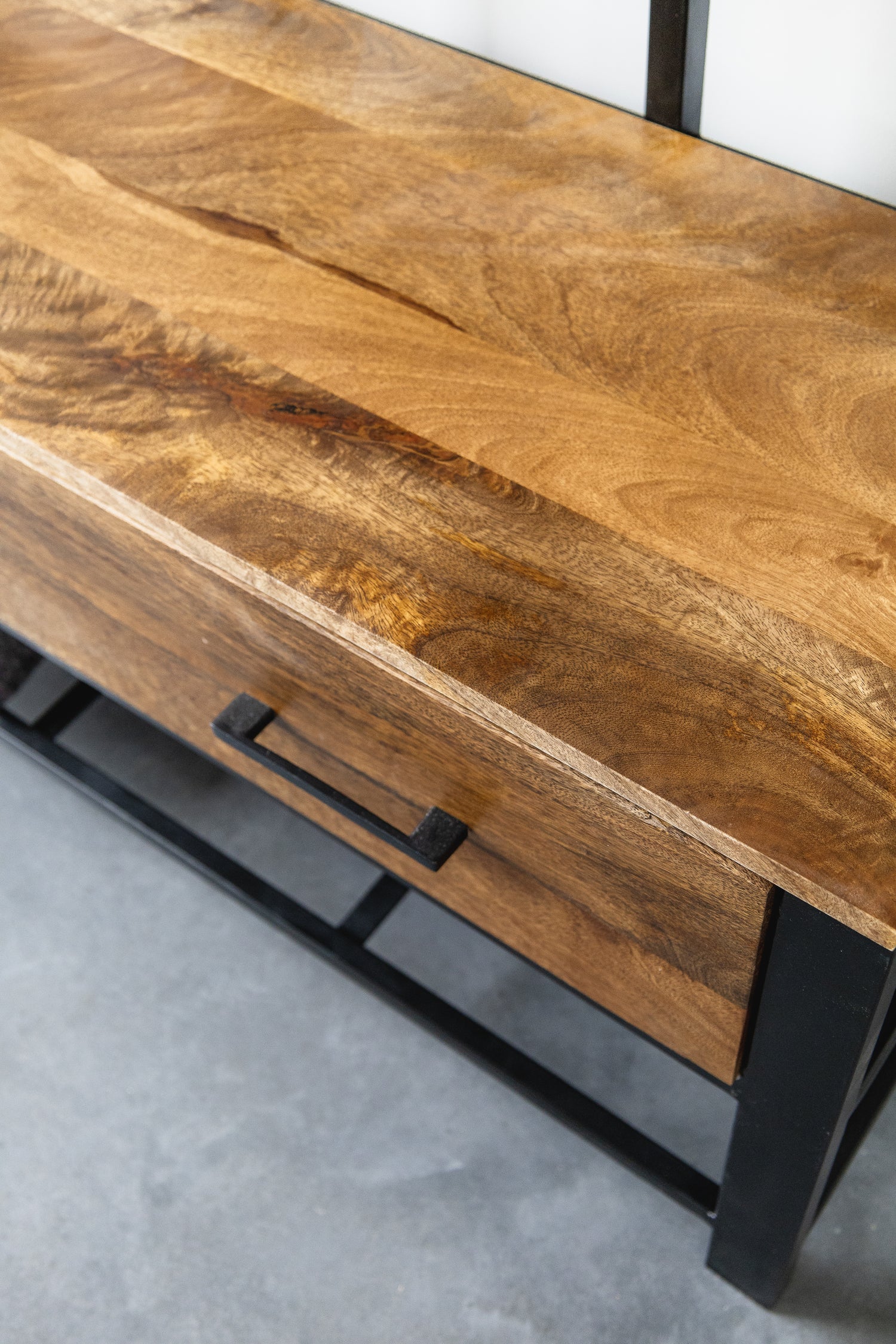 Garderoberek met Lade XL Industrieel Design | Mangohout en Staal | 100x40x190cm - Industrieelinhuis.nl