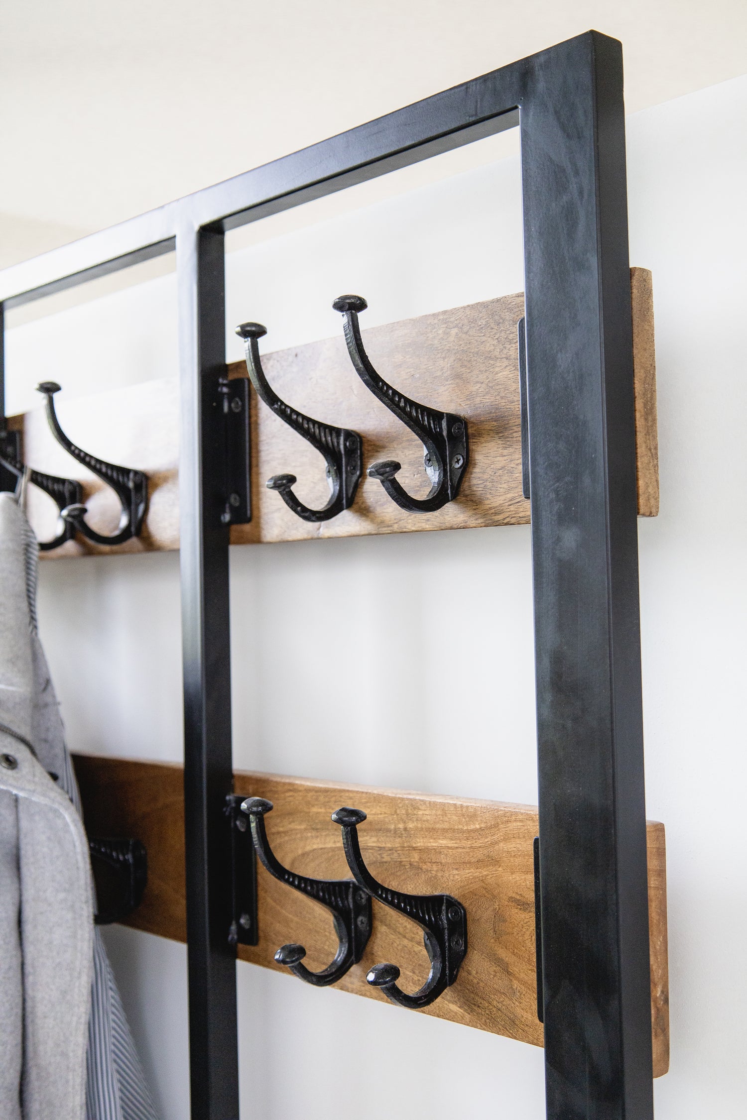 Garderoberek met Lade XL Industrieel Design | Mangohout en Staal | 100x40x190cm - Industrieelinhuis.nl