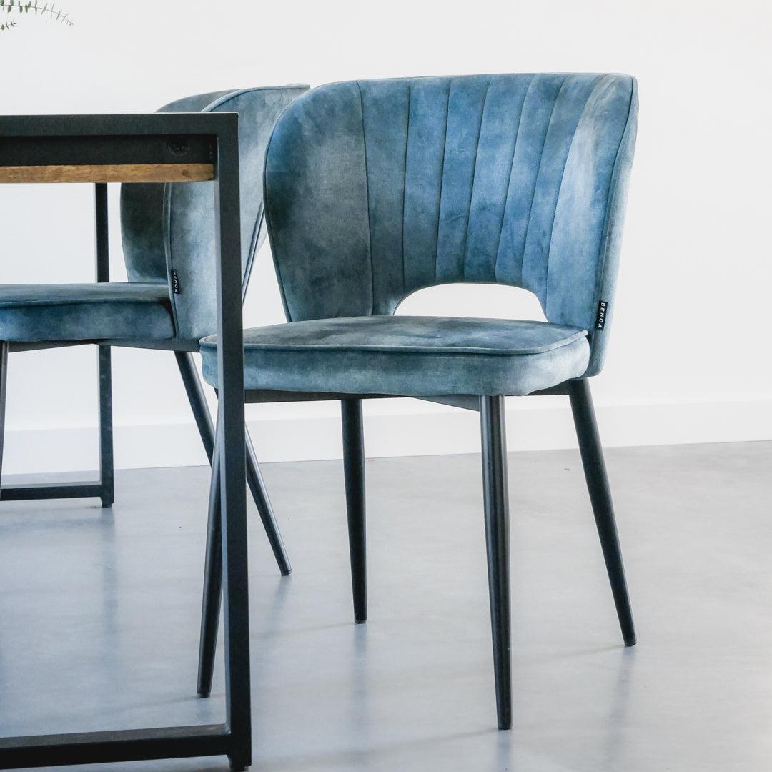 Eetkamer Stoel Amalia Industrieel Design | Velvet Antraciet - Industrieelinhuis.nl