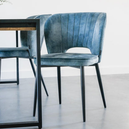 Eetkamer Stoel Amalia Industrieel Design | Velvet Antraciet - Industrieelinhuis.nl