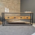 Sidetable mangohout met vier lades | Mangohout en Staal | 180x35x77