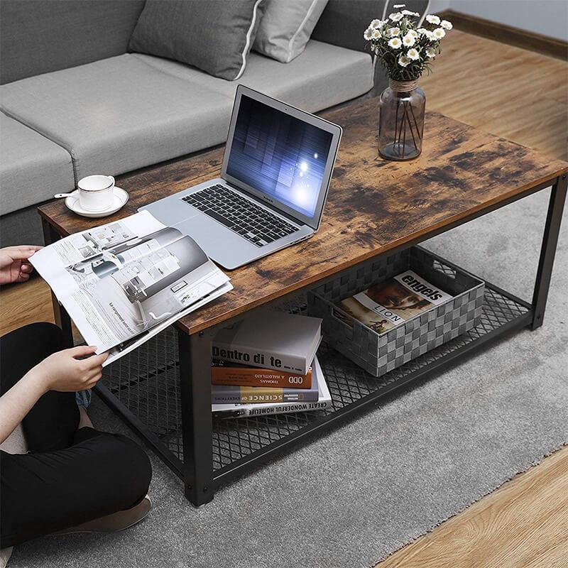 Salontafel Industrieel Design | Houtlook en Staal | 106,2x60,2x45cm