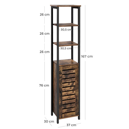 Smalle staande kast Industrieel Design | Houtlook en Staal | 37x30x167cm - Industrieelinhuis.nl