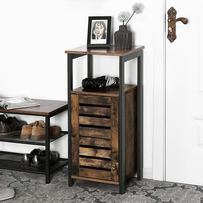 Smal staand kastje Industrieel Design | Houtlook en Staal | 37x30x81cm - Industrieelinhuis.nl