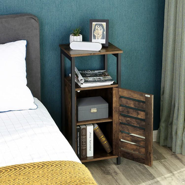 Smal staand kastje Industrieel Design | Houtlook en Staal | 37x30x81cm - Industrieelinhuis.nl