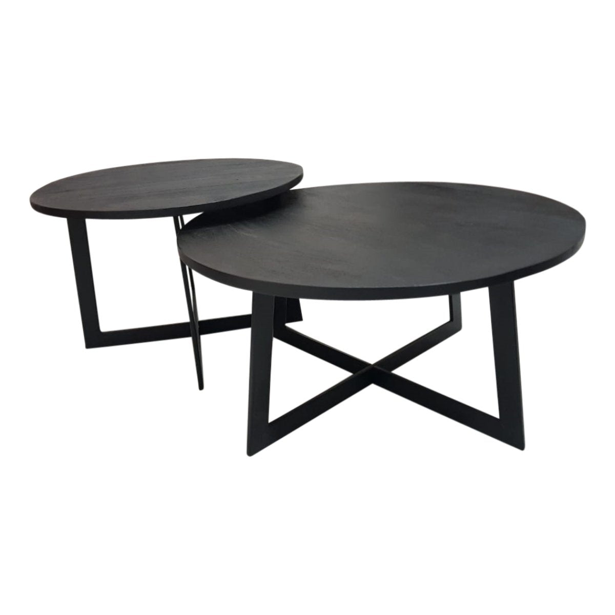 Salontafel set zwart rond Austin | Ø 70 cm