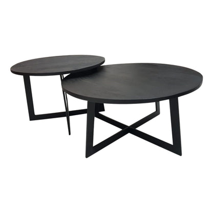 Salontafel set zwart rond Austin | Ø 70 cm